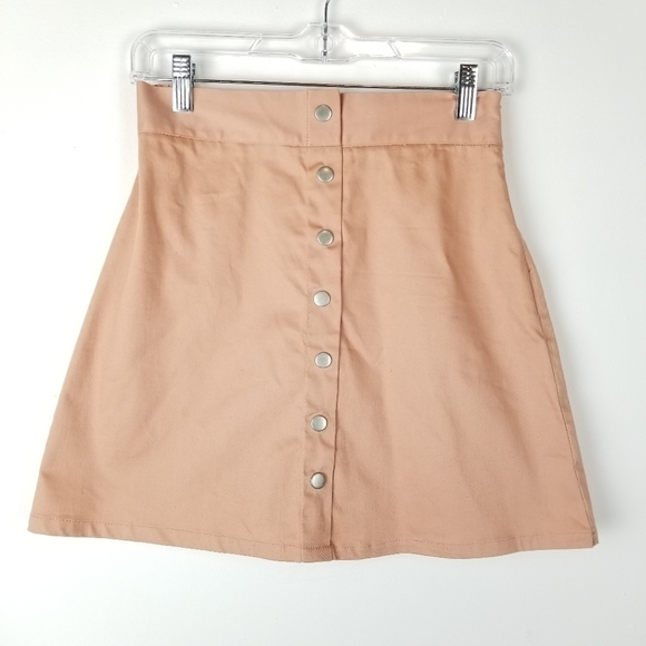 Charlie.O‎ Small Peachy-Orange Faux Button front Mini Skirt Pull-on Rayon - Picture 1 of 7